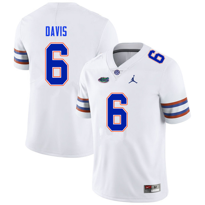 Men #6 Shawn Davis Florida Gators College Football Jerseys Sale-White - Click Image to Close